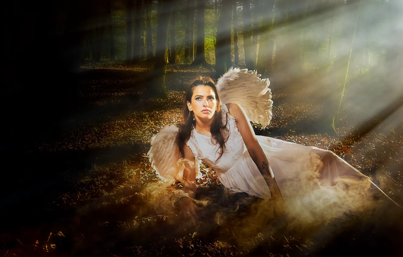 Photo wallpaper girl, light, angel