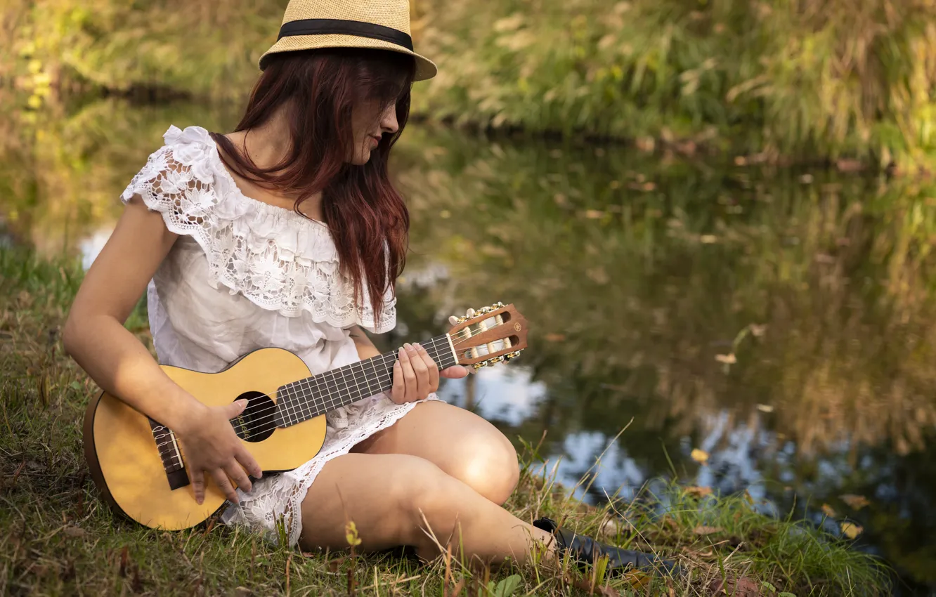 Photo wallpaper girl, music, guitar