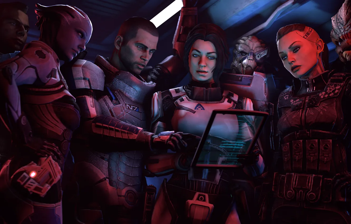 Photo wallpaper shepard, mass effect 3, miranda lawson, Jack, grunt, garrus vakarian, james vega, asari