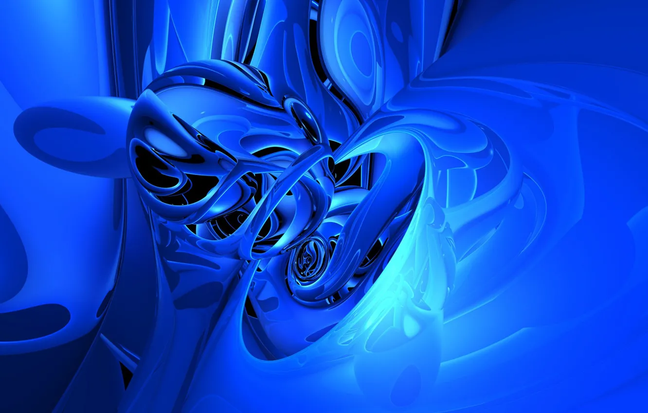 Photo wallpaper blue, reflection, curves
