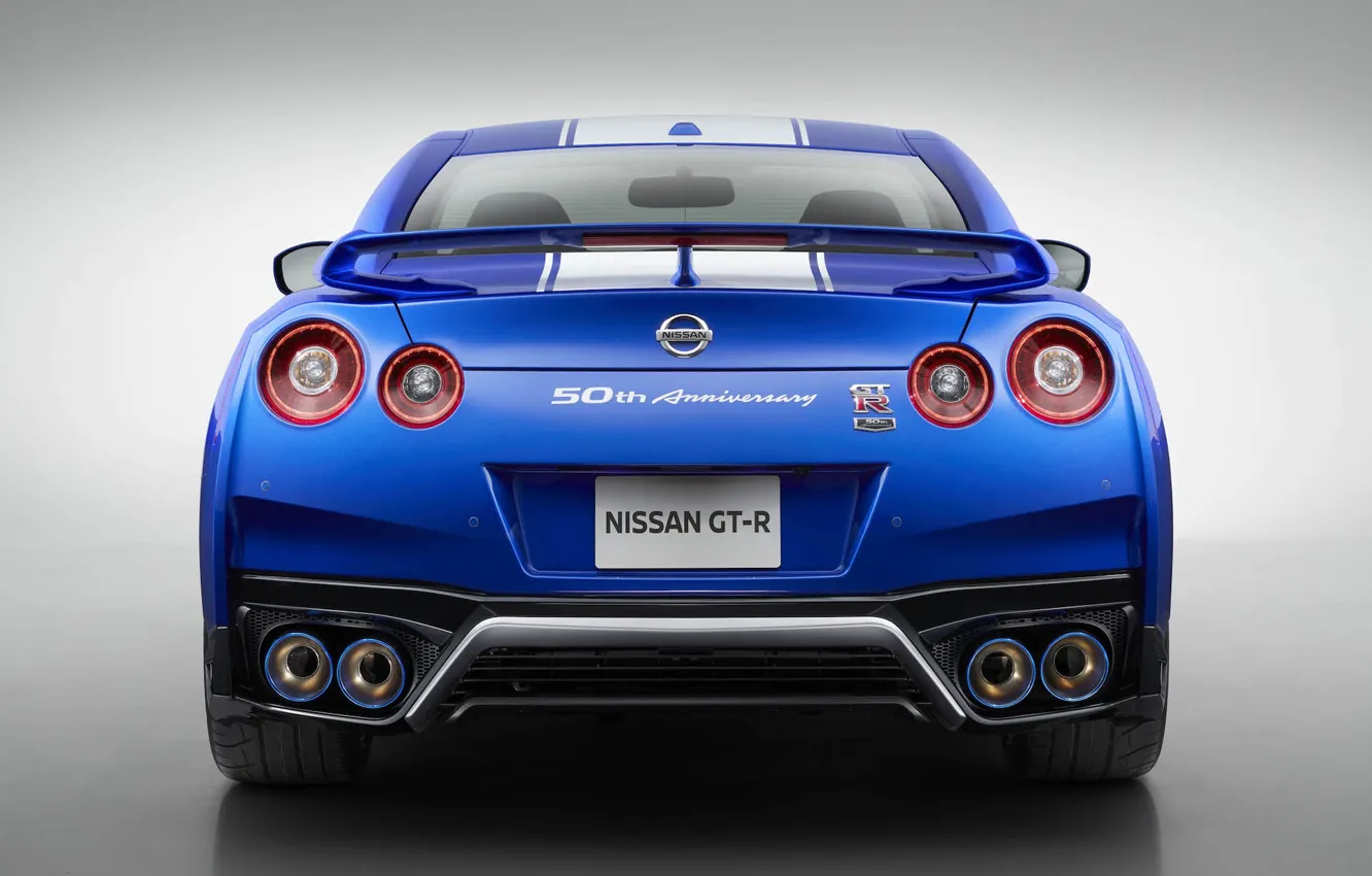 Photo wallpaper Lights, Blue, Sports car, Back, 50th Anniversary Edition, Japan Car, 2020 Nissan GT-R