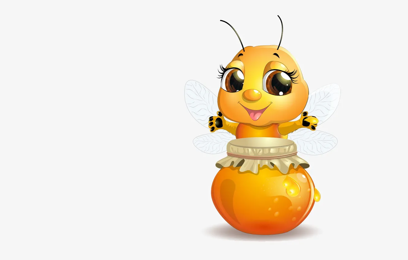 Photo wallpaper mood, art, honey, pot, bee, children's, hostess