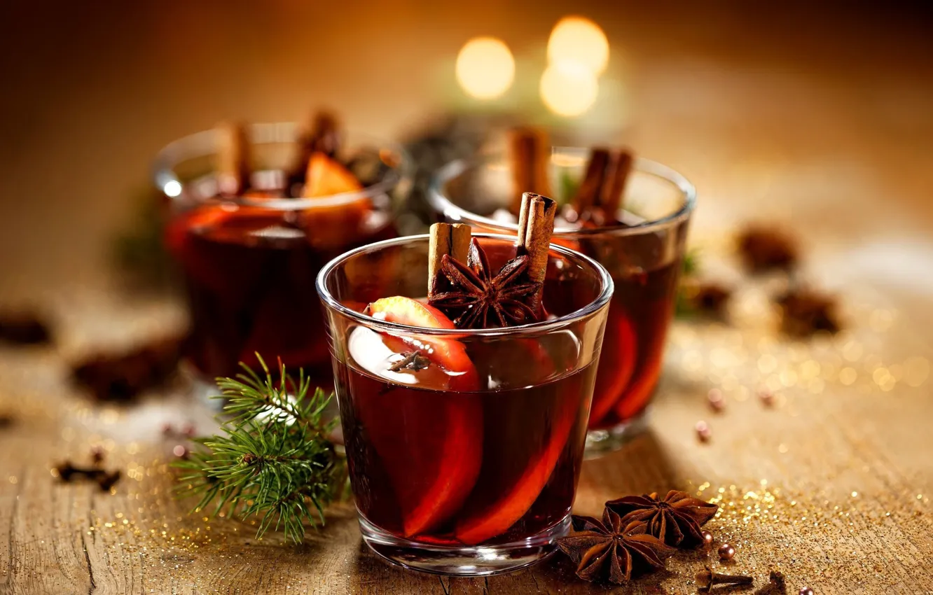Photo wallpaper glass, drinks, alcohol, mulled wine