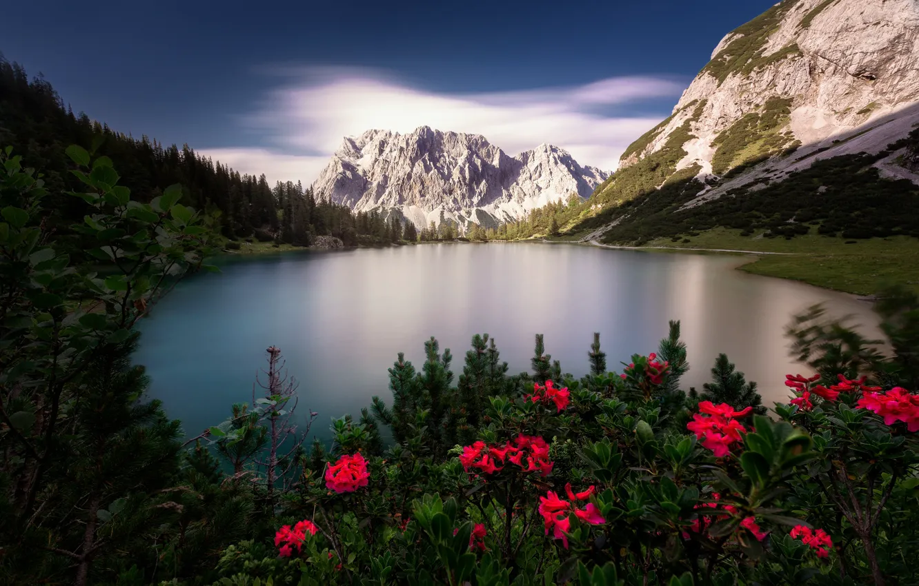 Photo wallpaper mountains, lake, Austria, Alps, Tyrol, Seebensee