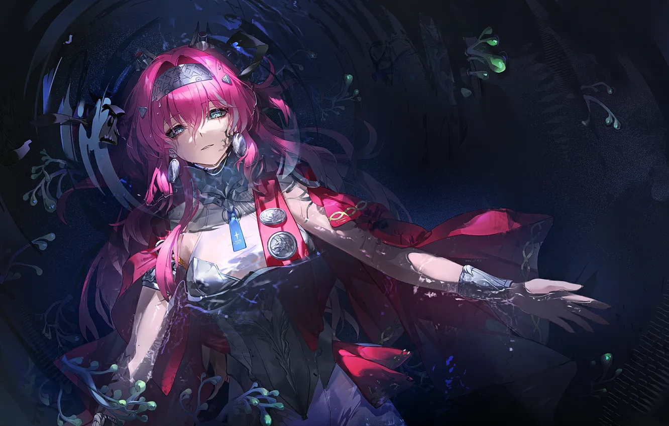 Photo wallpaper girl, twilight, rays of light, purple hair, Video Game, Video Games, Wuthering Waves, Kuro Games