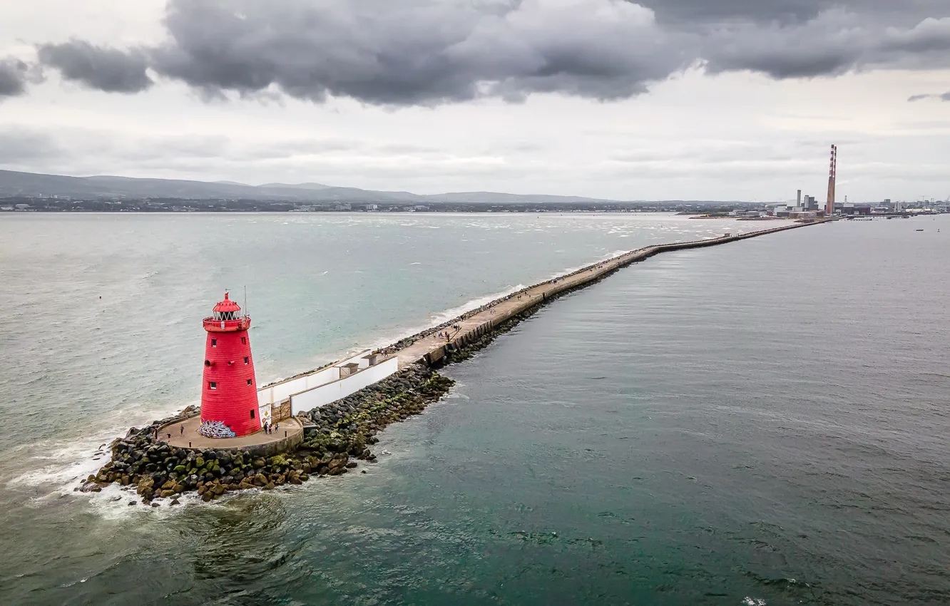 Photo wallpaper Leinster, Ireland, Dublin, Poolbeg Lighthouse, Bull Island