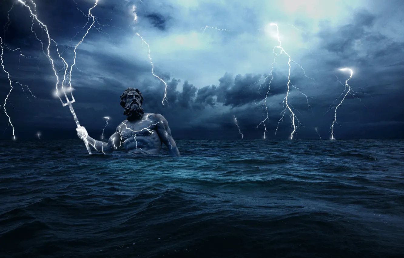 Photo wallpaper water, the ocean, zipper, God, Poseidon