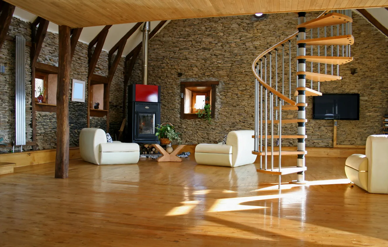 Photo wallpaper style, room, interior, ladder, living room