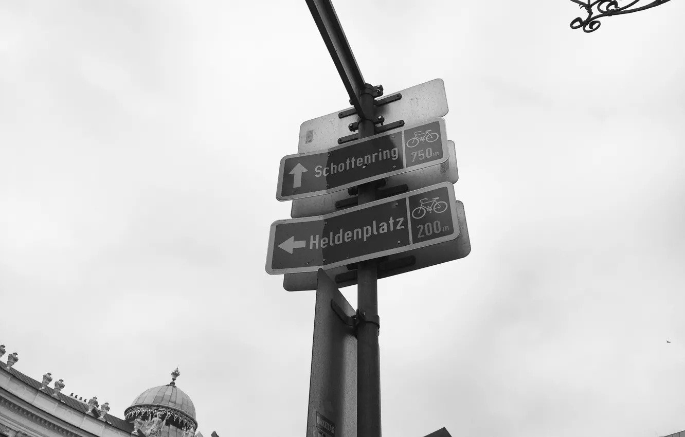 Photo wallpaper index, road sign, Vienna