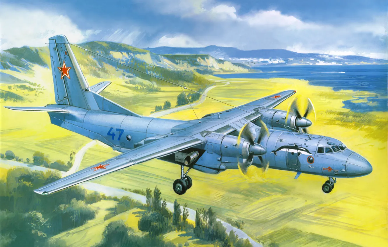Photo wallpaper aviation, the plane, military transport, Soviet, An-26