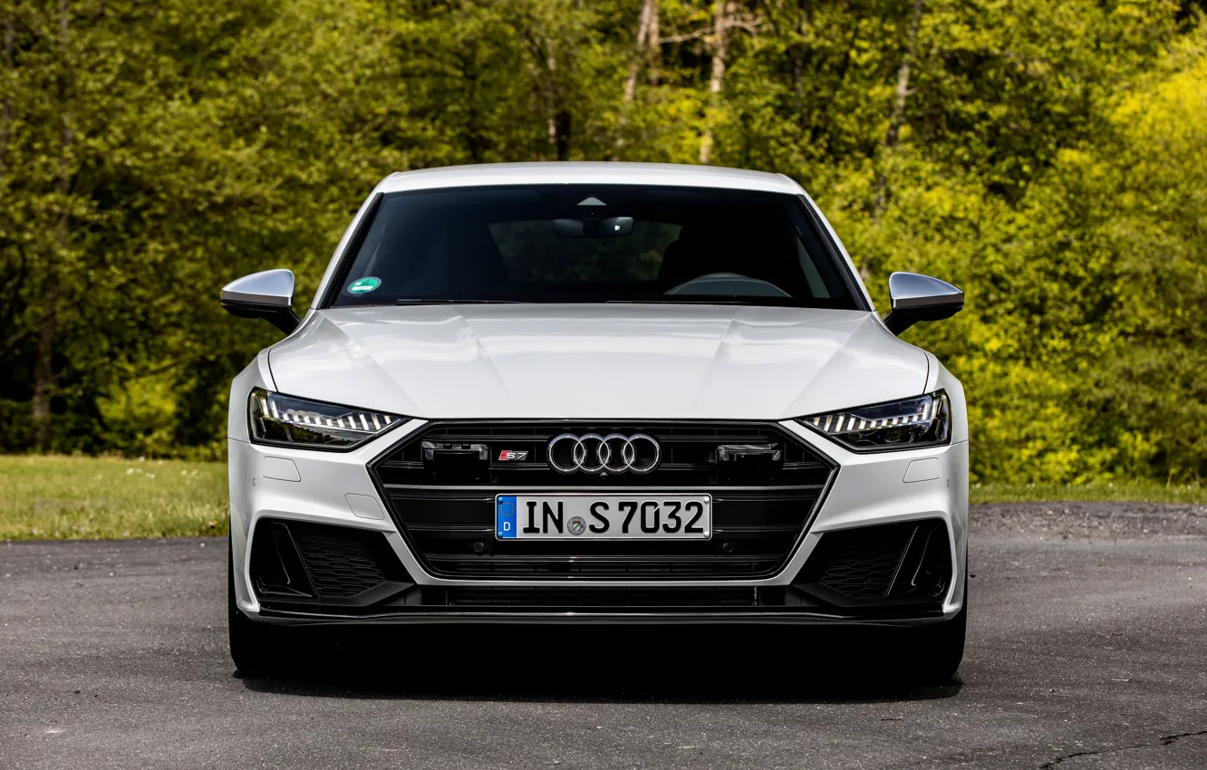Photo wallpaper white, Audi, front view, Audi A7, 2019, S7 Sportback