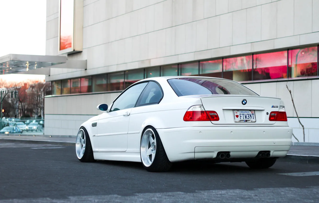 Photo wallpaper tuning, BMW, White, drives, White, E46, stance