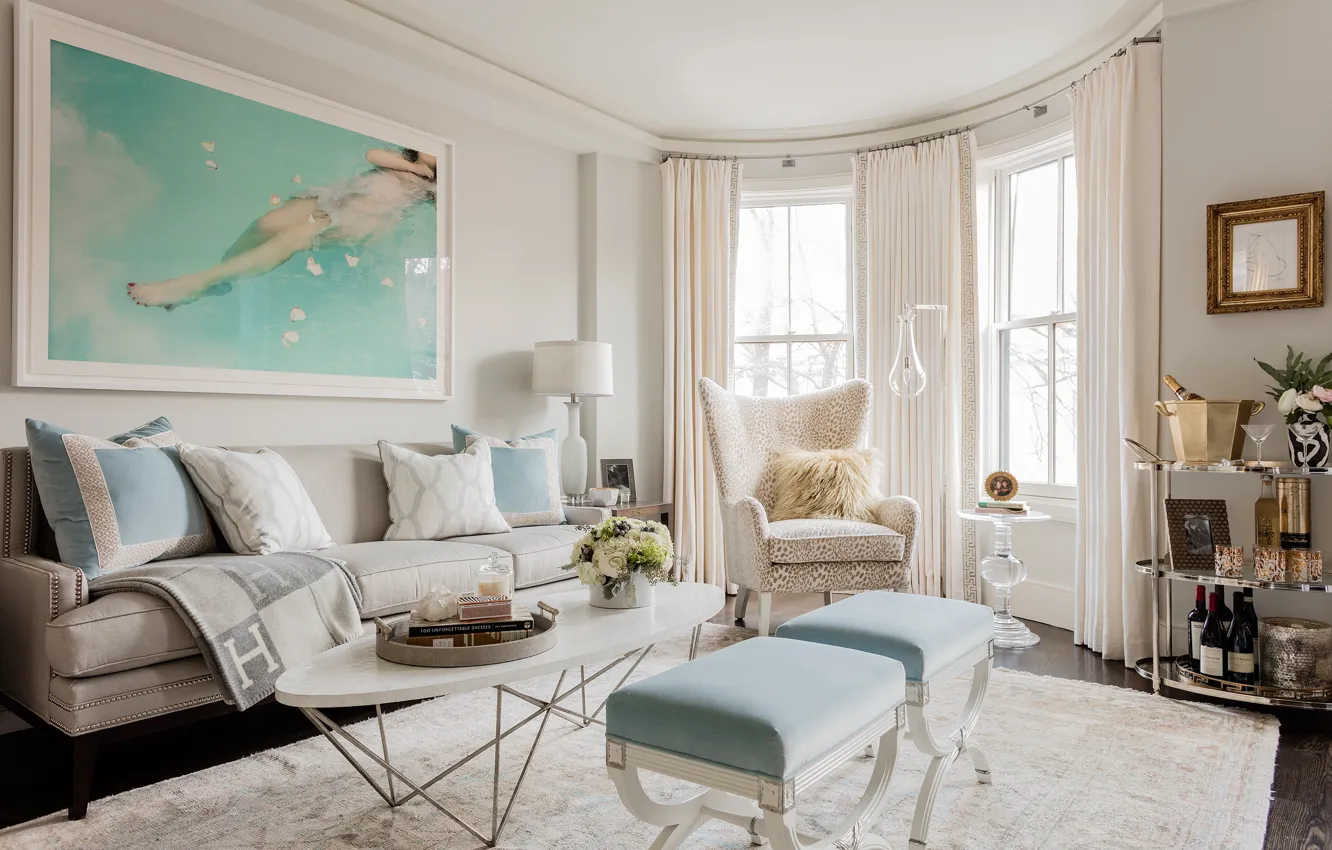Photo wallpaper room, interior, living room, eclectic