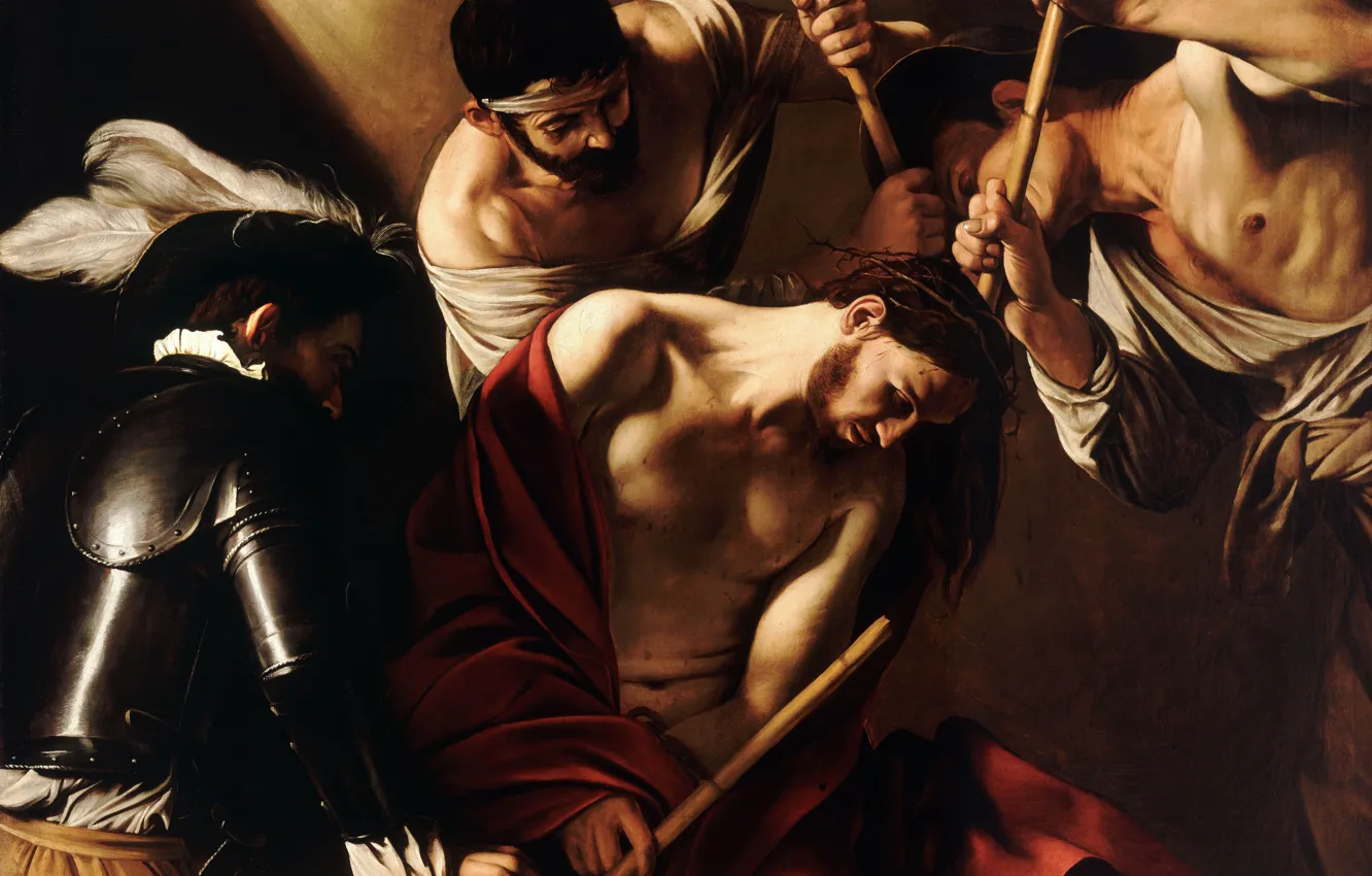 Photo wallpaper picture, Caravaggio, mythology, The Coronation A Crown Of Thorns, Michelangelo Merisi da Caravaggio