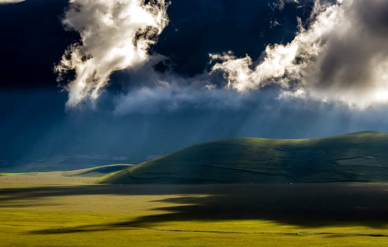 Photo wallpaper field, the sky, landscape, clouds, nature