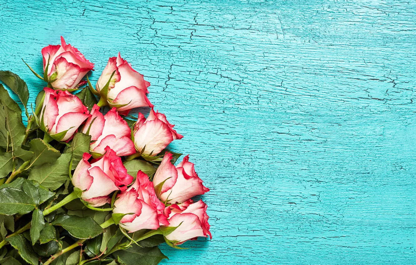 Photo wallpaper roses, bouquet, wood, flowers, roses
