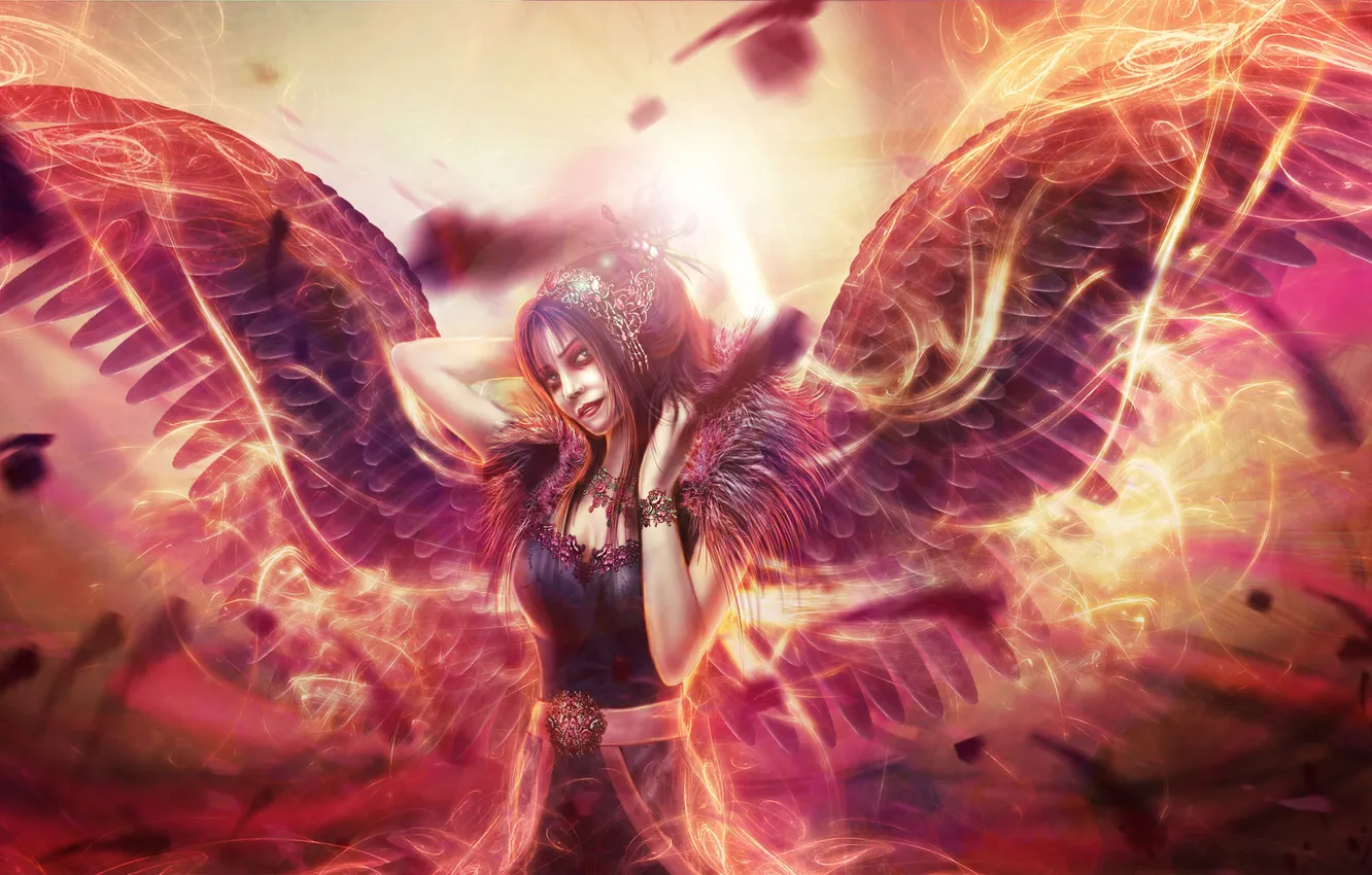 Photo wallpaper girl, magic, wings, art, Zahid Raza Khan