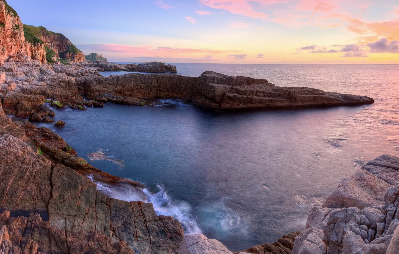 Photo wallpaper sea, landscape, rocks