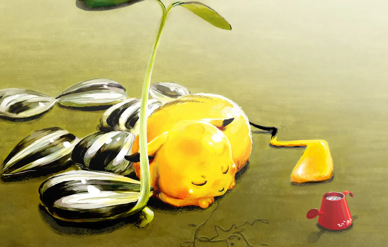 Photo wallpaper sand, summer, lake, Pikachu, pokemon, pokemon, Pikachu