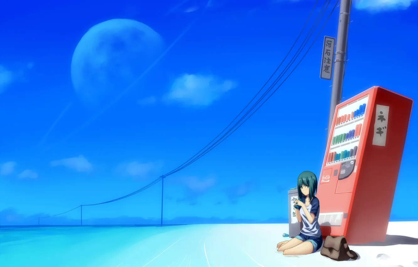 Photo wallpaper beach, the sky, the sun, Saturn, machine, girl, drink, Sunshine beach