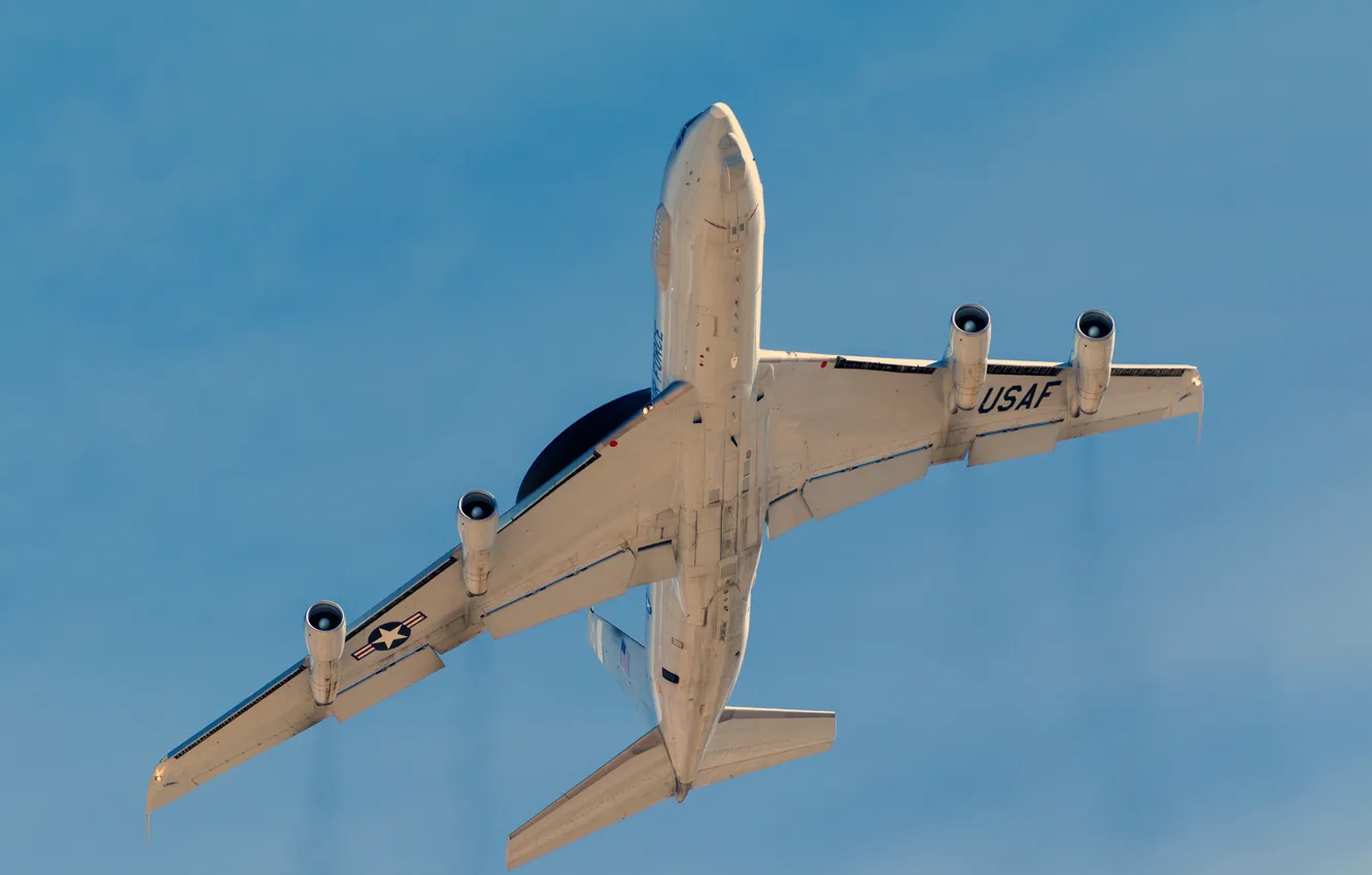 Photo wallpaper the plane, far, detection, radar, Boeing E-3 Sentry