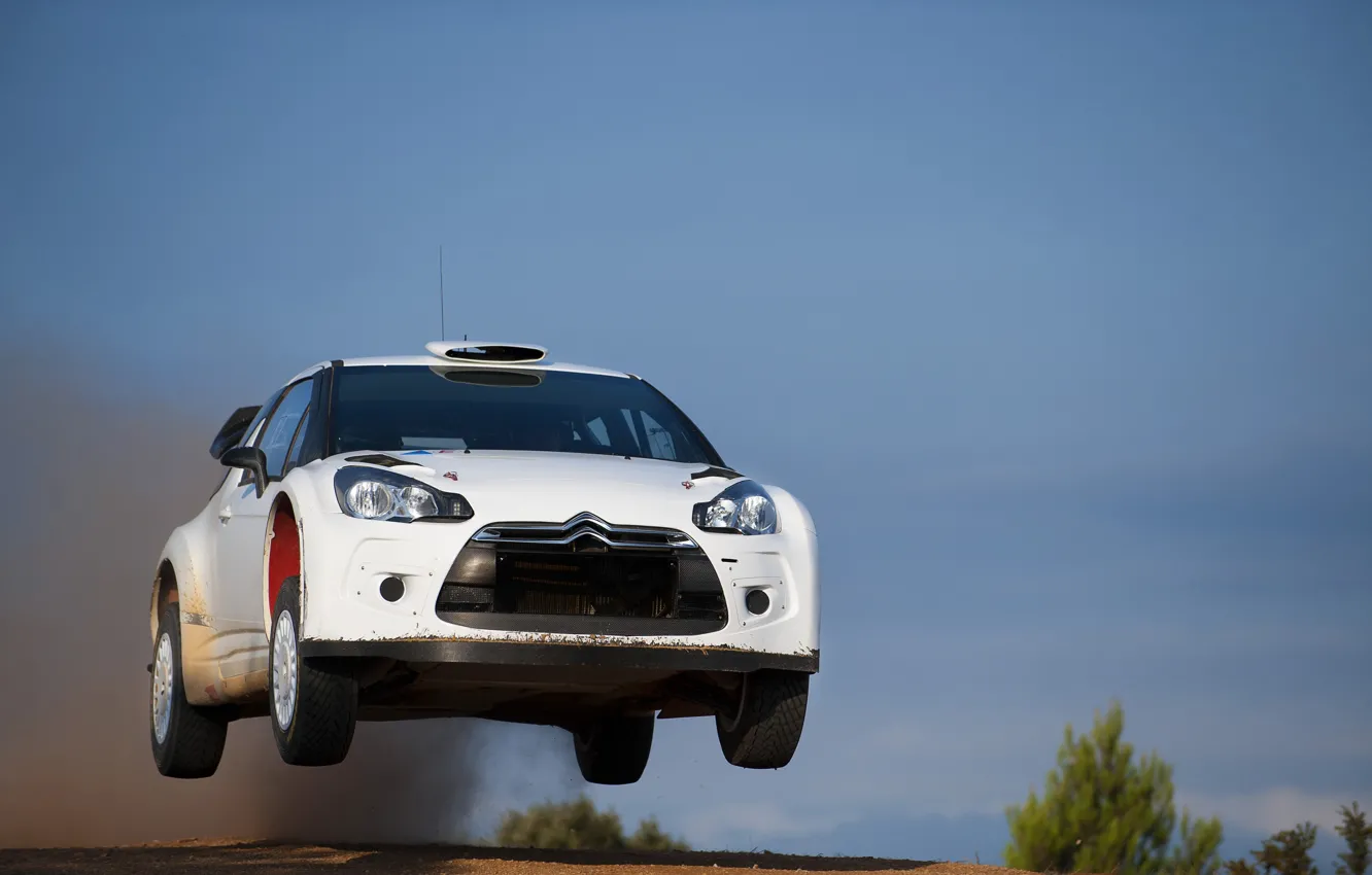 Photo wallpaper The sky, White, Speed, Citroen, DS3, In The Air