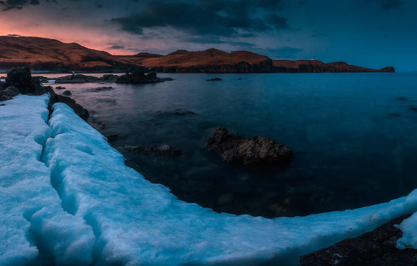 Photo wallpaper stones, twilight, coast, rocks, The sea of Japan