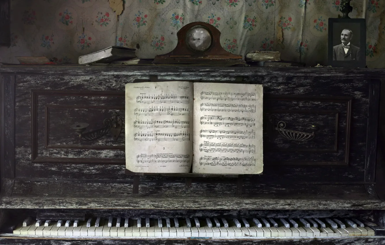 Photo wallpaper notes, music, piano
