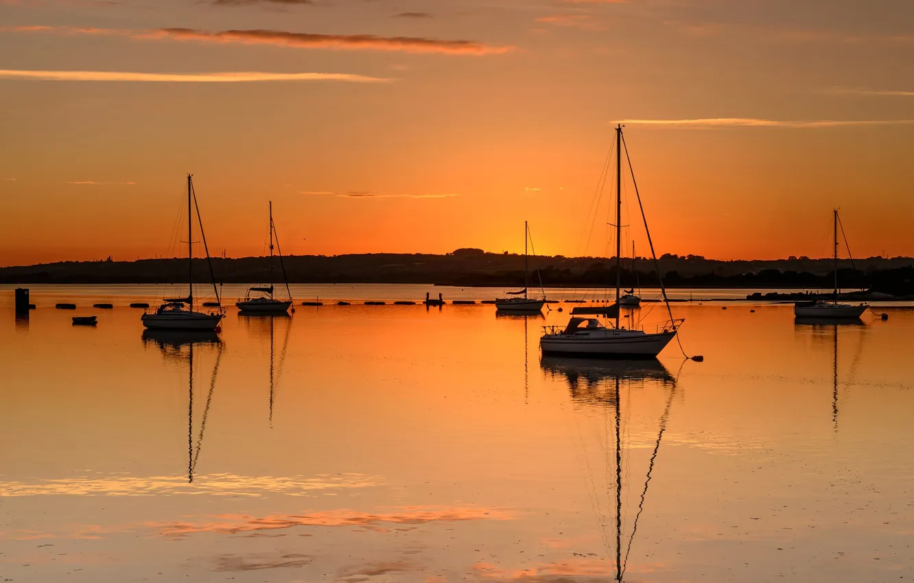 Photo wallpaper the sky, clouds, boat, yacht, harbour