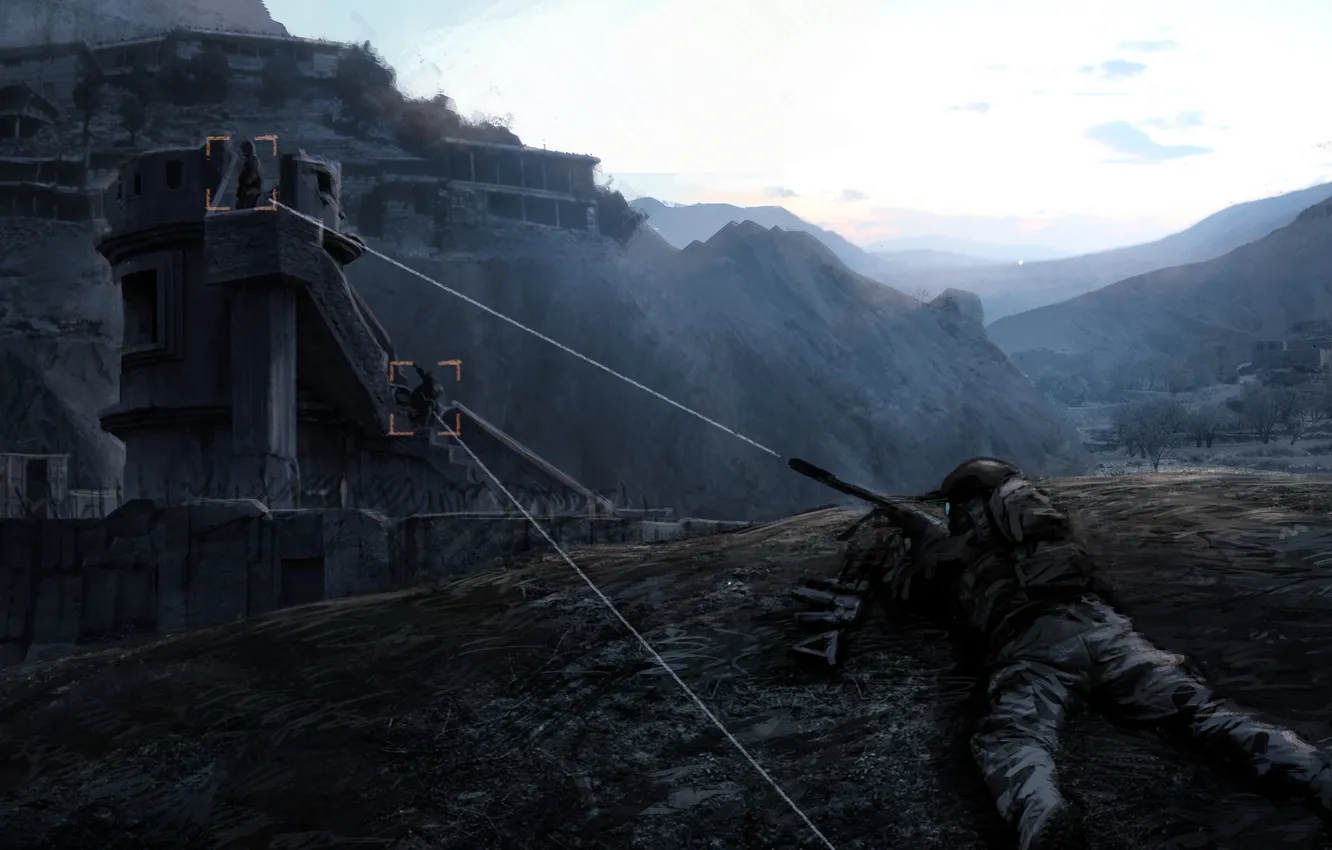 Photo wallpaper night, goal, art, soldiers, Yet another