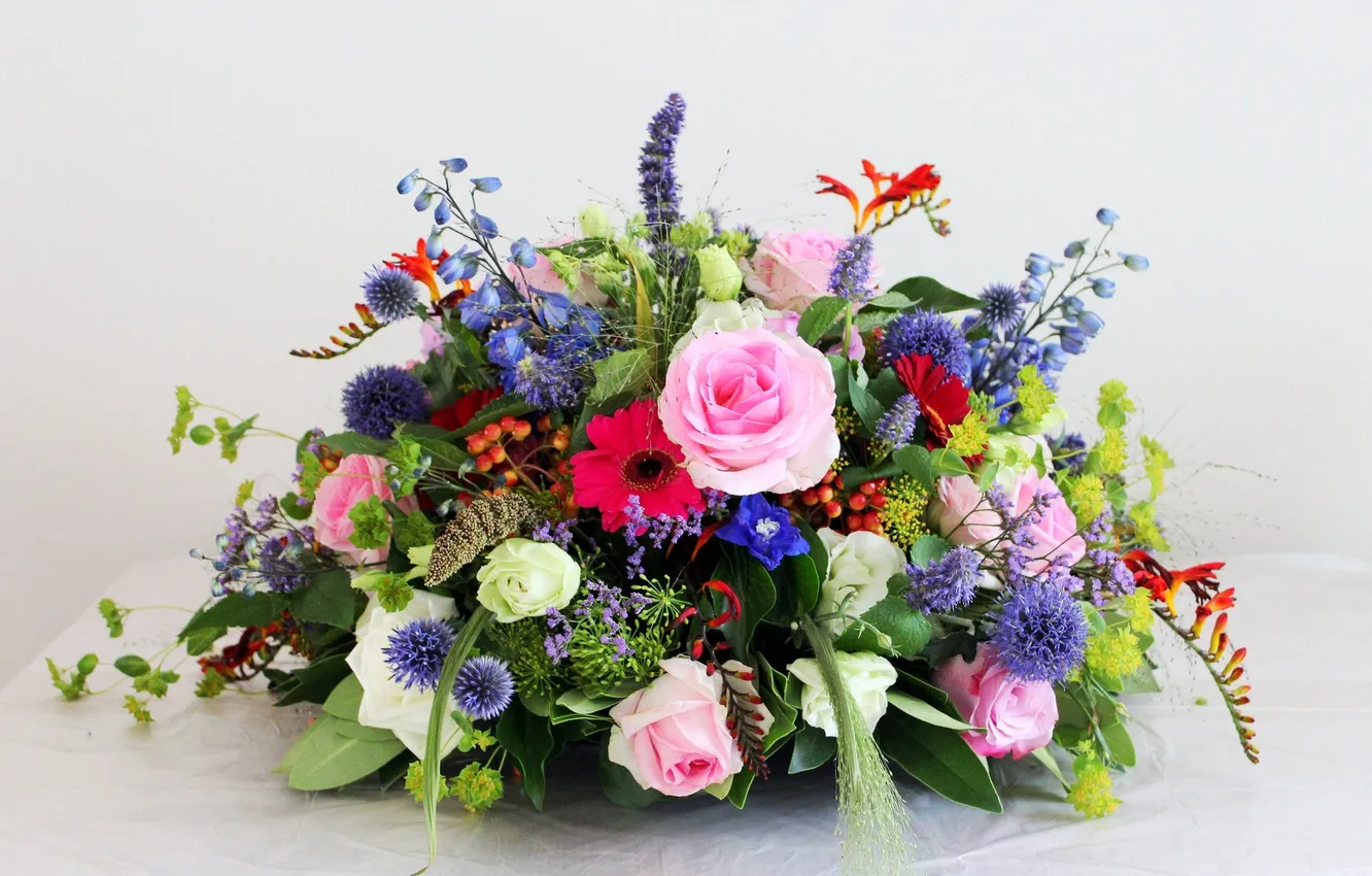 Photo wallpaper flowers, roses, bouquet, composition