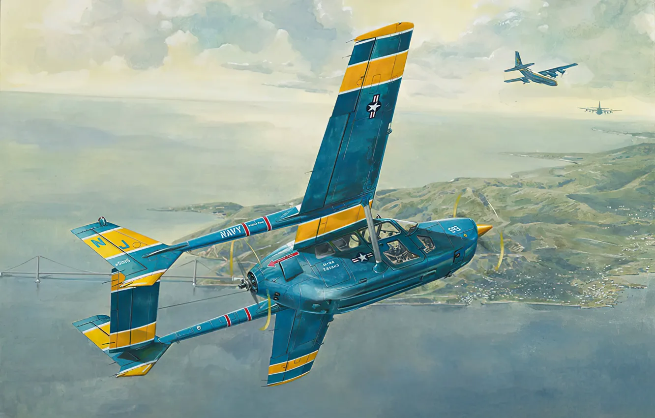 Photo wallpaper art, airplane, Cessna, O2-A, Skymaster