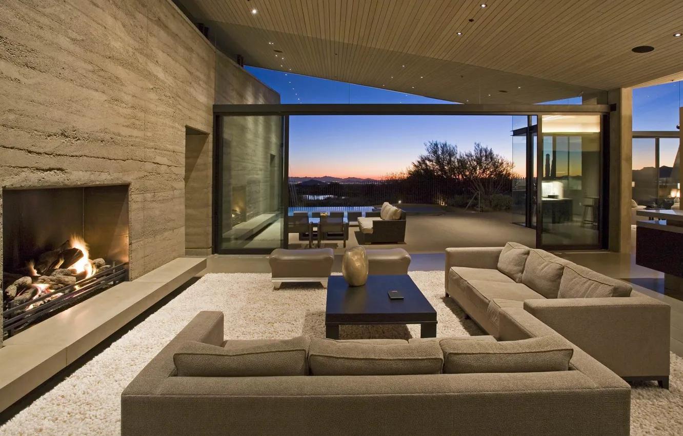 Photo wallpaper design, style, interior, pool, AZ, fireplace, Arizona, terrace