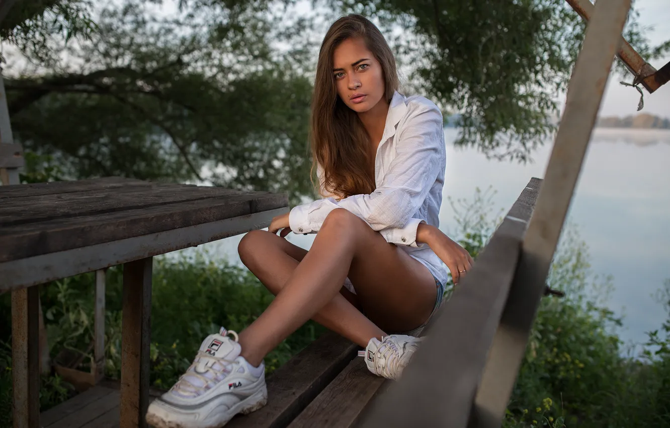 Photo wallpaper look, water, girl, hair, Dmitry Sn, Dmitry Shulgin, Olga Shevtsova