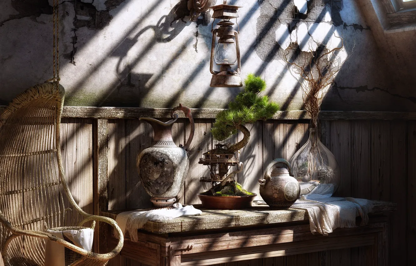 Photo wallpaper light, furniture, plant, the room, good morning
