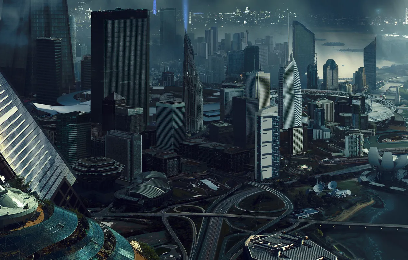 Photo wallpaper city, the city, building, skyscrapers, architecture, James Grygier, by Jakub Grygier, Futuristic City DMP