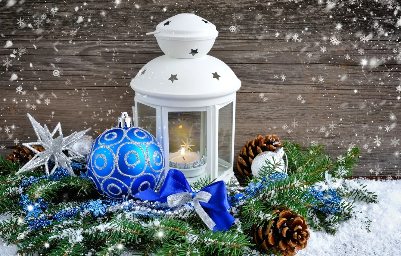 Photo wallpaper winter, snow, new year, Christmas, light, Christmas, winter, snow