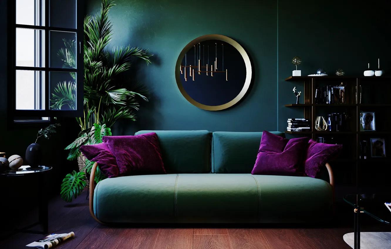 Photo wallpaper design, room, interior, living room, glamour style