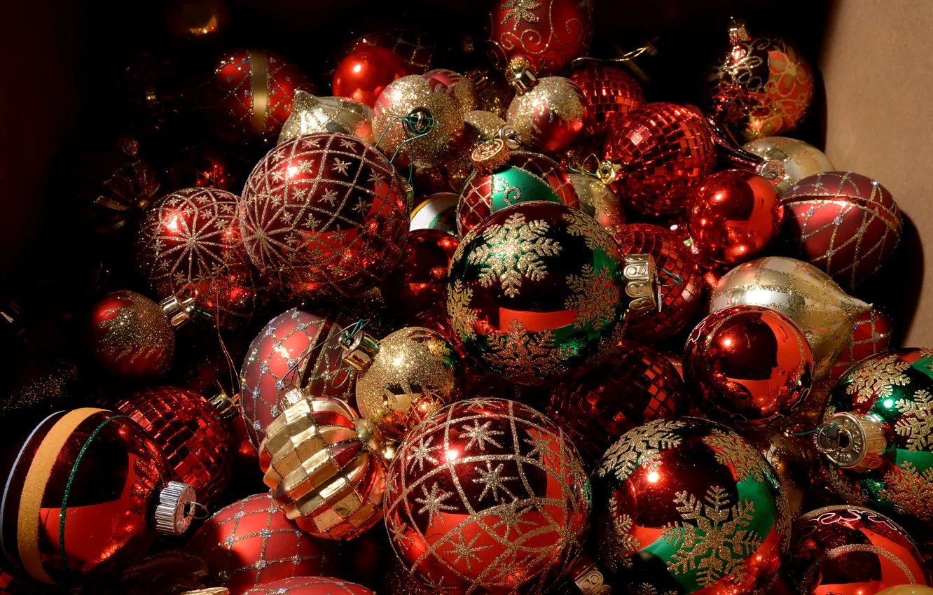 Photo wallpaper balls, decoration, new year, Christmas