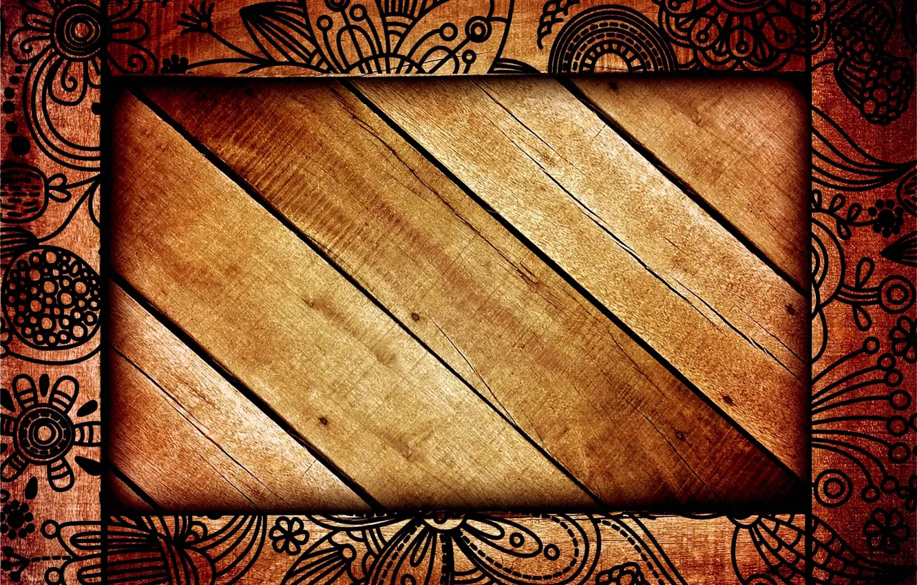 Photo wallpaper trees, flowers, background, pattern, texture, frame, petals