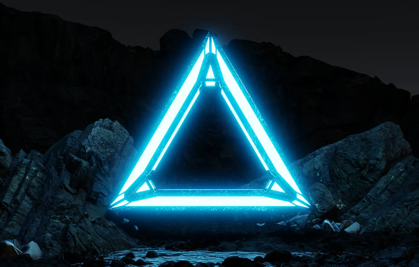 Photo wallpaper dark, trial, abstract 3D