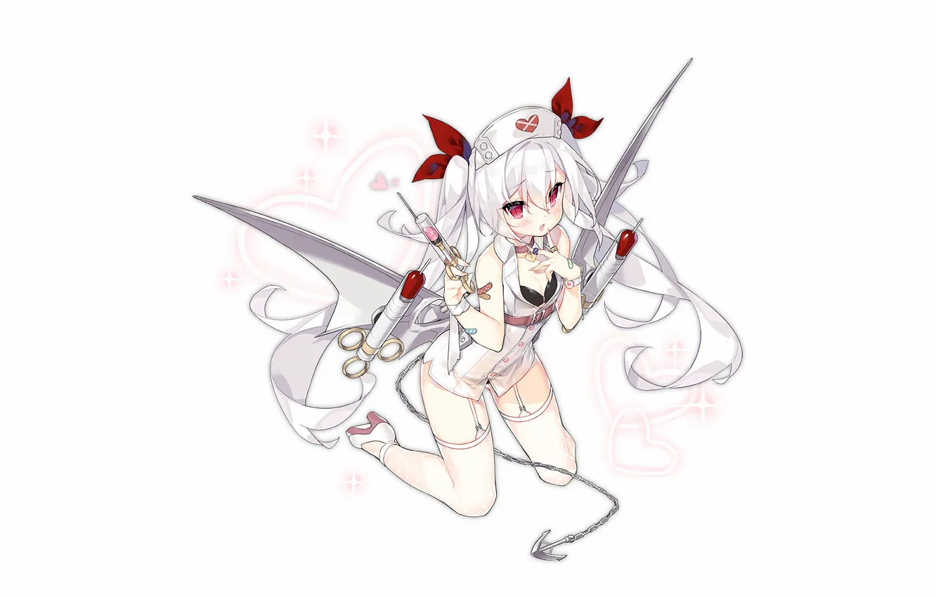 Photo wallpaper girl, sexy, lingerie, bra, cleavage, thighhighs, long hair, dress