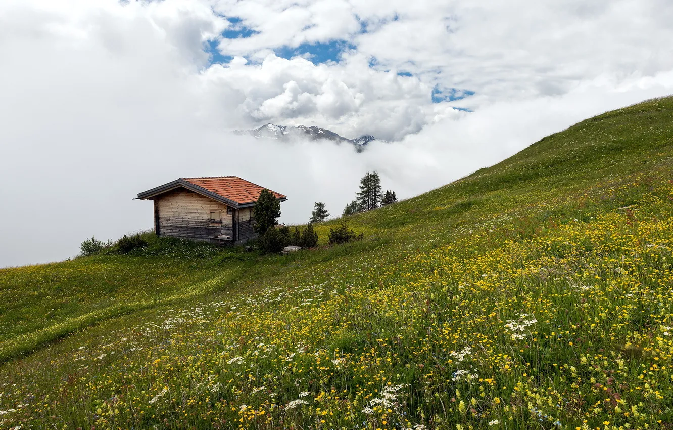 Photo wallpaper landscape, mountains, home