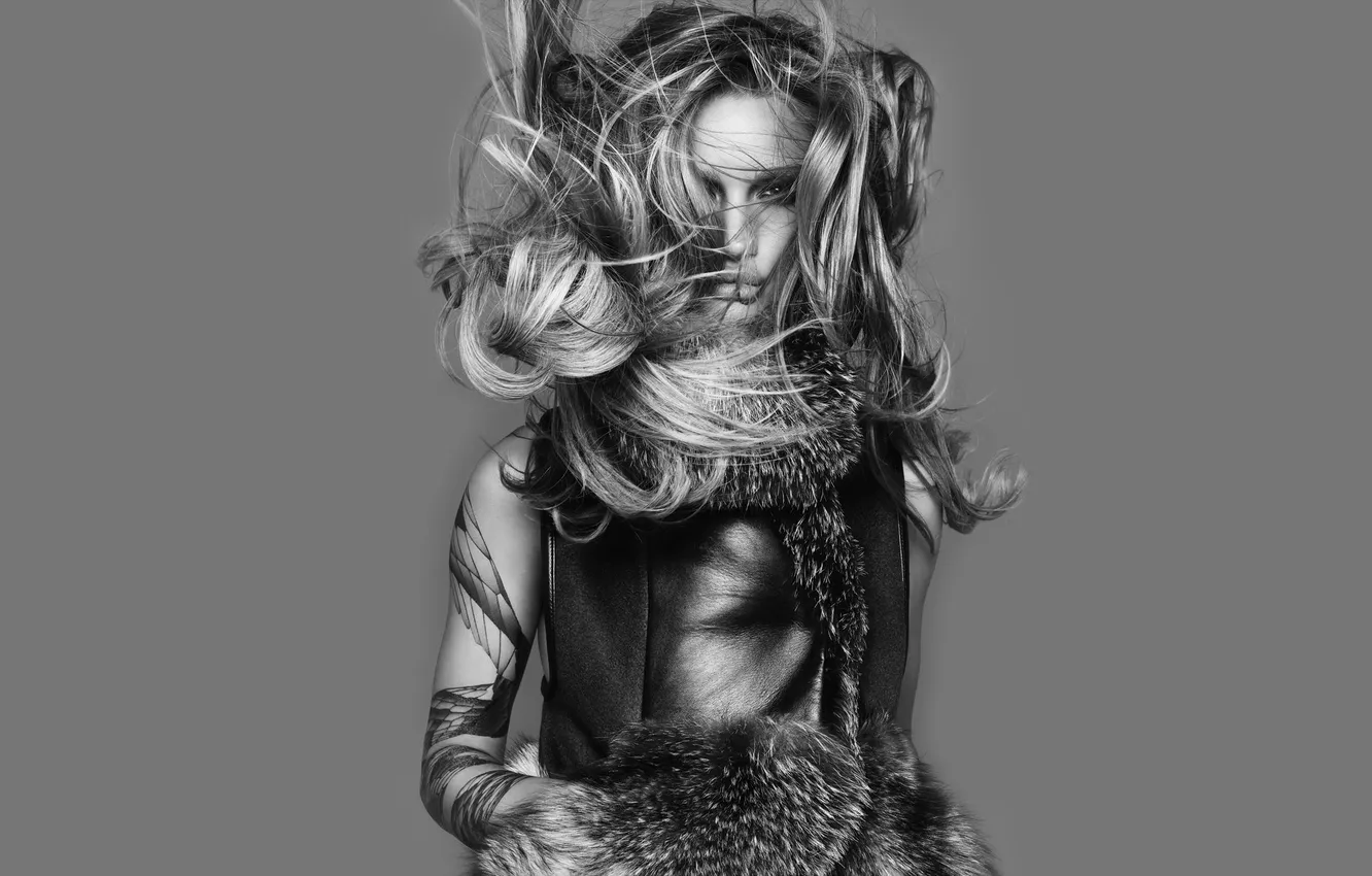 Photo wallpaper model, hair, tattoo, fur