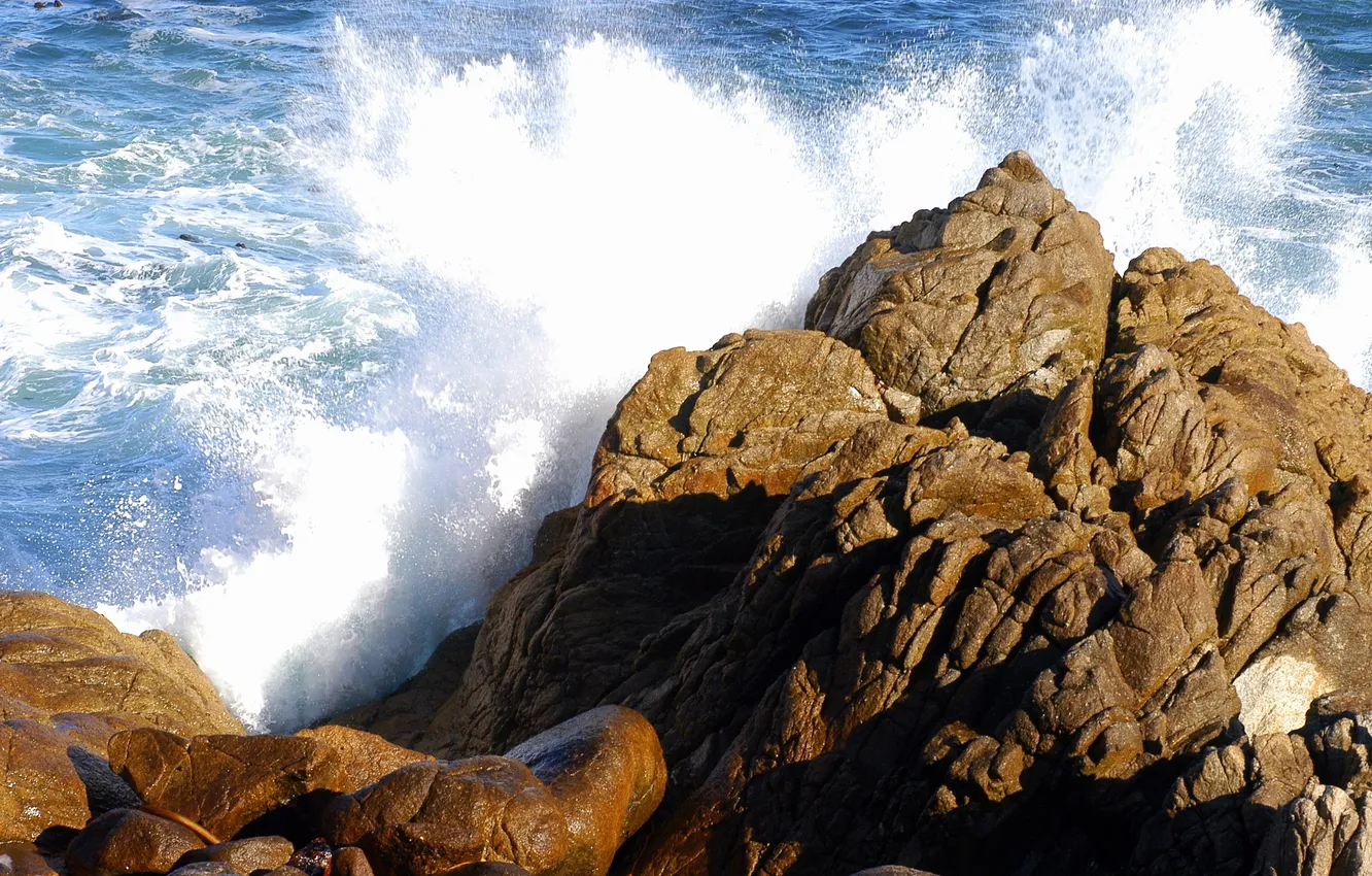 Photo wallpaper sea, wave, foam, nature, stones