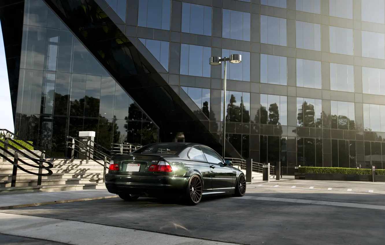 Photo wallpaper BMW, Windows, E46, Building, M3, Dark green