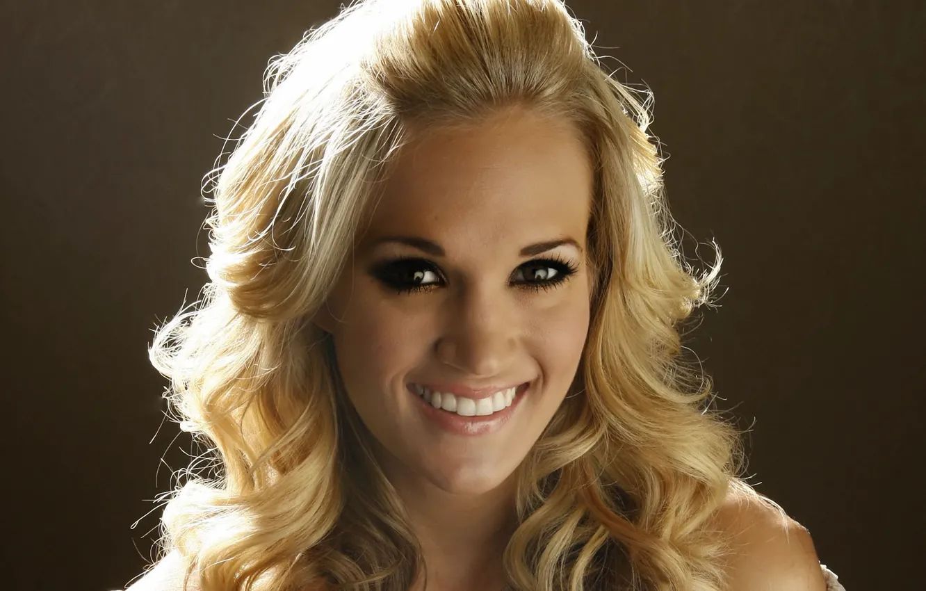 Photo wallpaper look, smile, teeth, blonde, singer, Carrie Underwood, brown, country