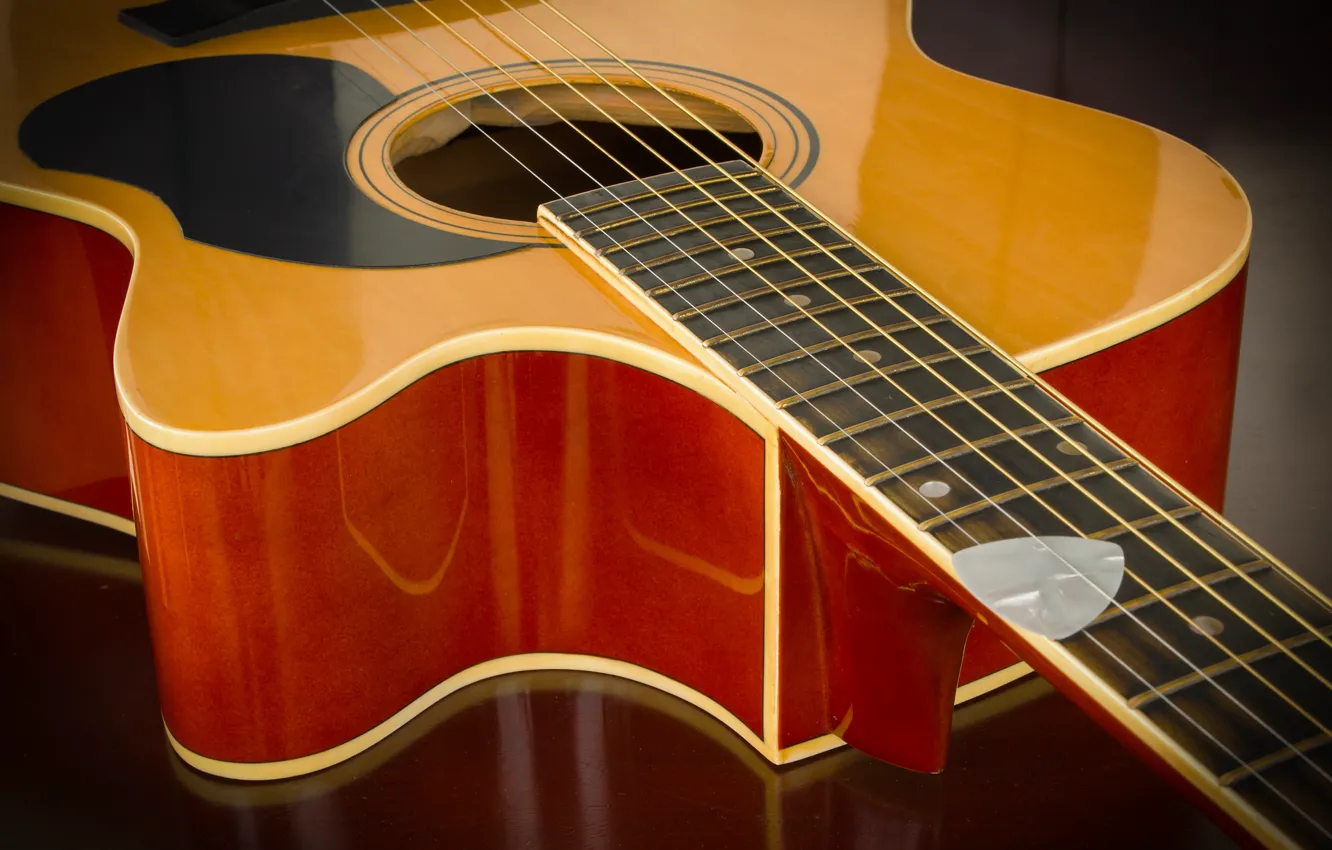 Photo wallpaper guitar, wood, strings