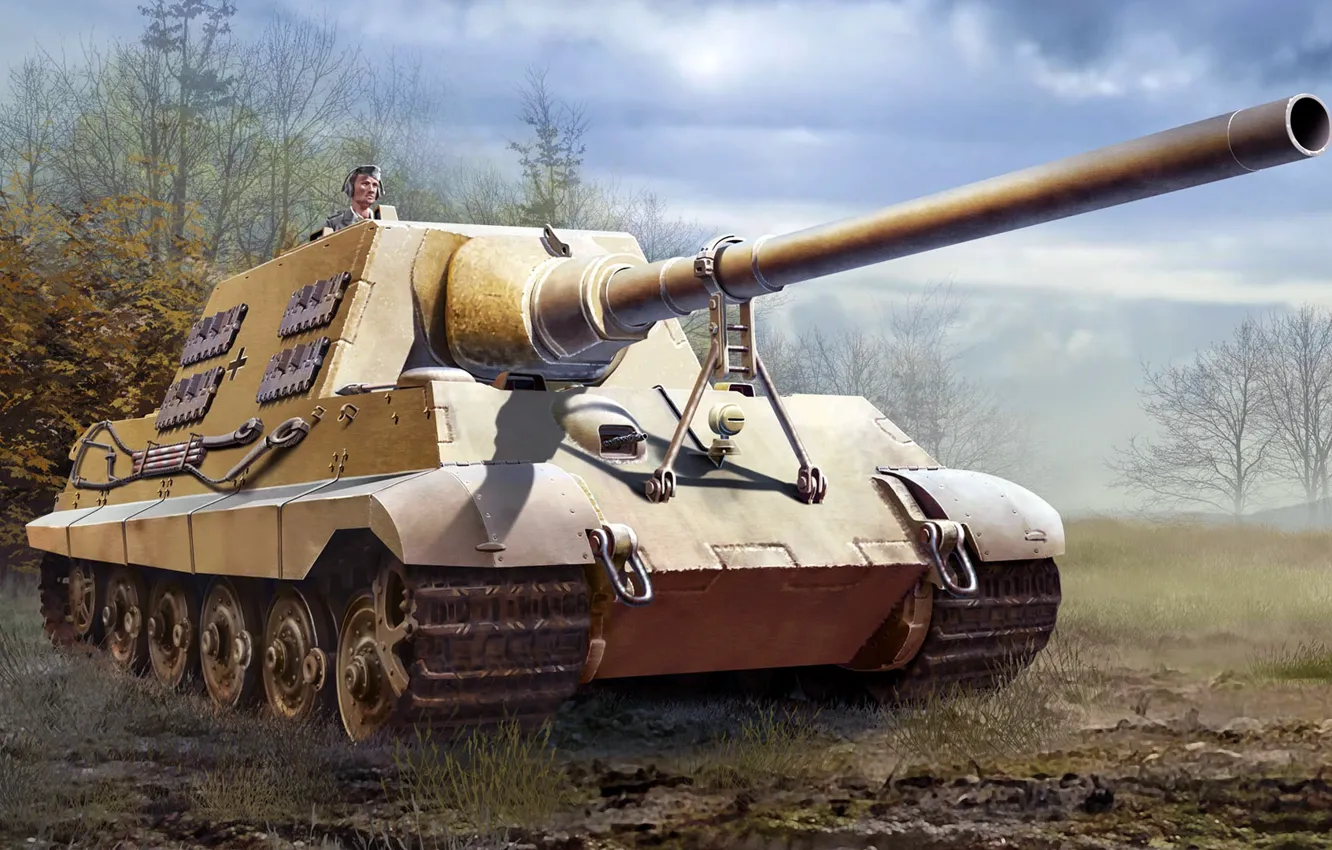 Photo wallpaper figure, SAU, Hunting tiger, German self-propelled artillery, Jagdtiger, Tank Hunter Tiger