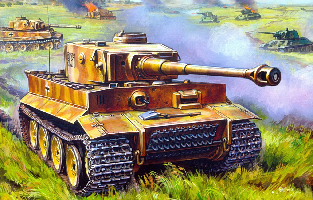 Photo wallpaper tiger, Germany, heavy tank, The battle of Kursk, Pz. VI, Death's Head